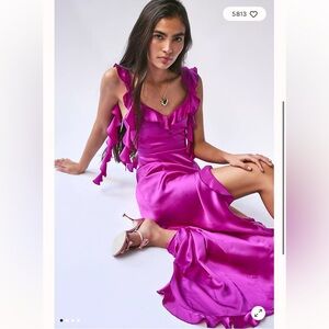 ✨ Amanda Uprichard Sonnet Silk Gown – Fuchsia – Size Small